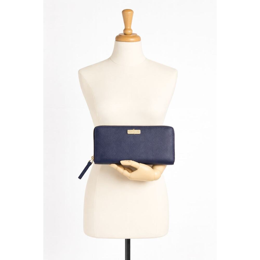 Kate Spade Newbury Lane Neda Zip Wallet Indigo Blue Saffiano Leather